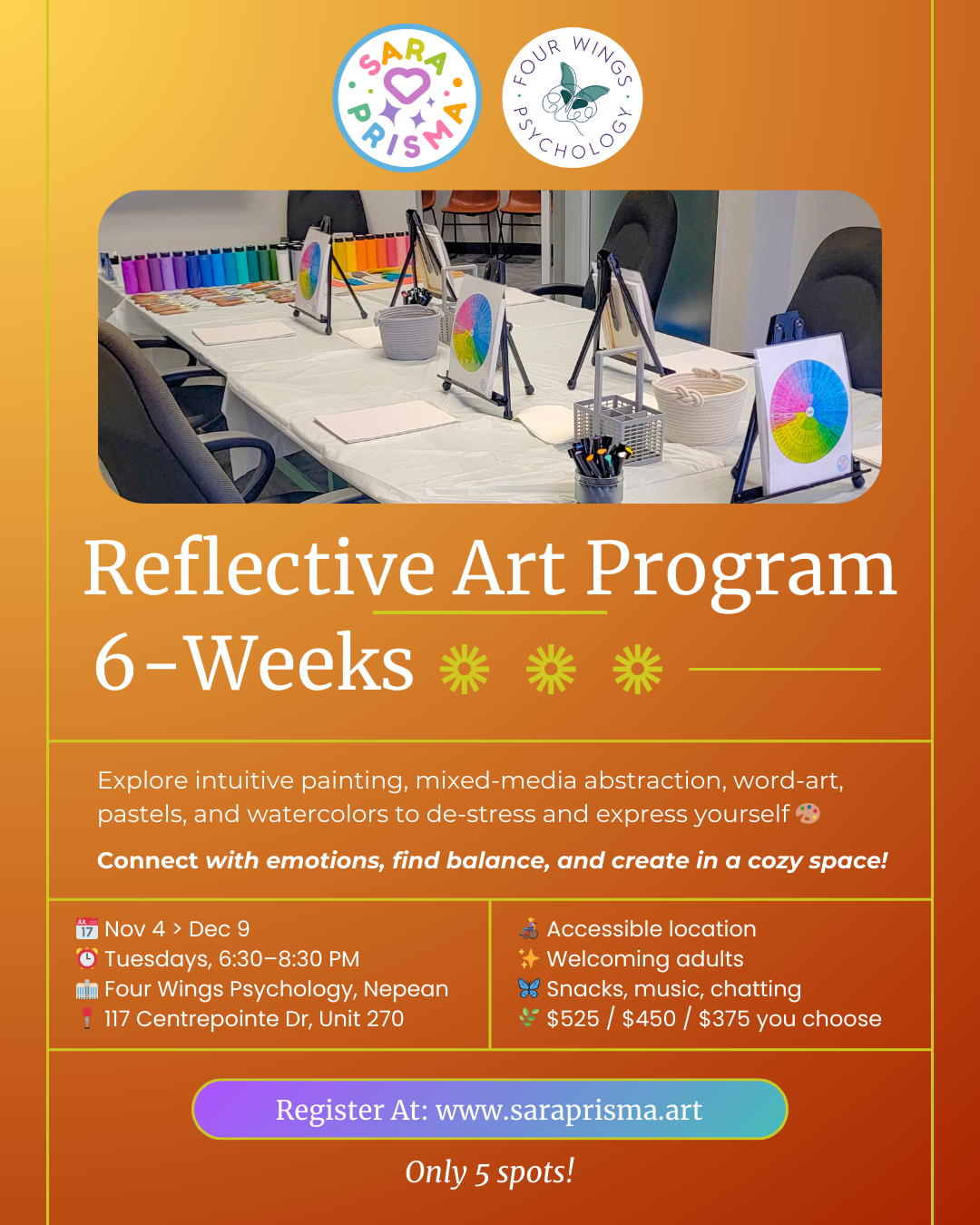 6-Week Reflective Art Program @ Four Wings Psychology, Nepean